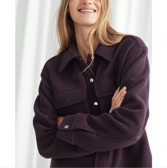 & Other Stories x Stockholm Atelier Oversized Wool Blend Overshirt sz 10 - Picture 3 of 10